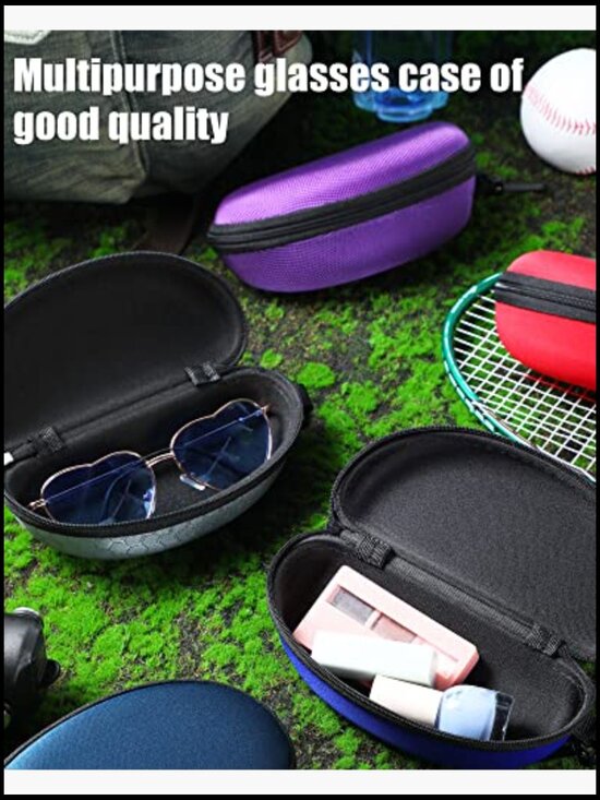 24 Pcs Hard Shell Sunglasses Case with Zipper and Plastic Hook, EVA Portable main image 6